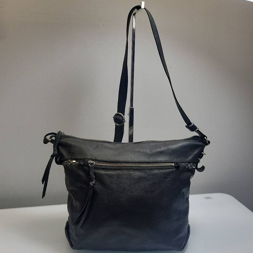 The Sak Crossbody Hobo Bag Vintage Large Black Oiled Leather Y2K Chunky Western